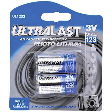Dantona NABC UltraLast UL123-2 Lithium Photo Camera Battery - 3V DC UL1232